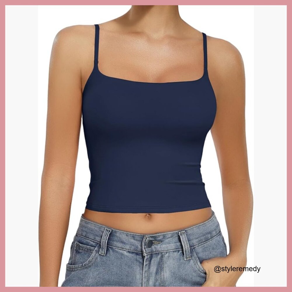 Double Lined Square Neck Spaghetti Strap Camisole… - image 1